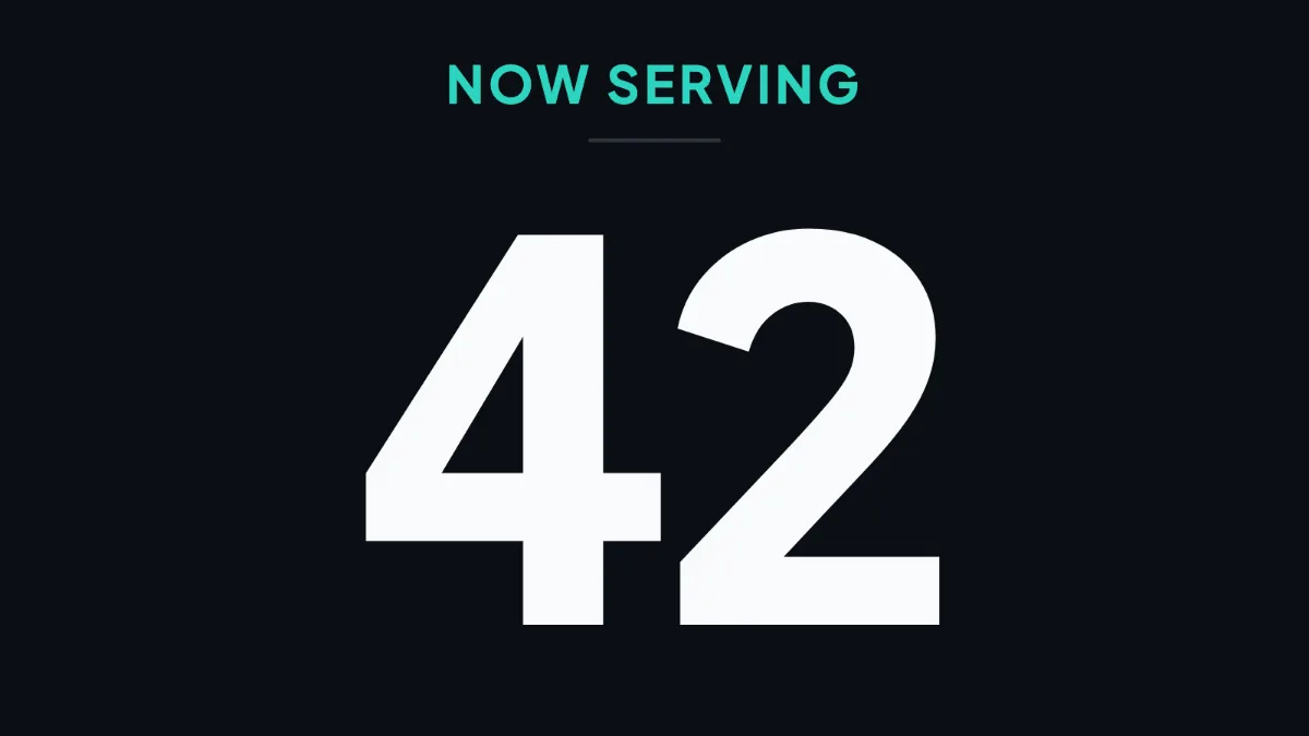 A TV running Layar showing Now serving 42 in large numbers.